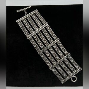 Lois Hill 925 Sterling Silver Wide Woven Cuff 102g